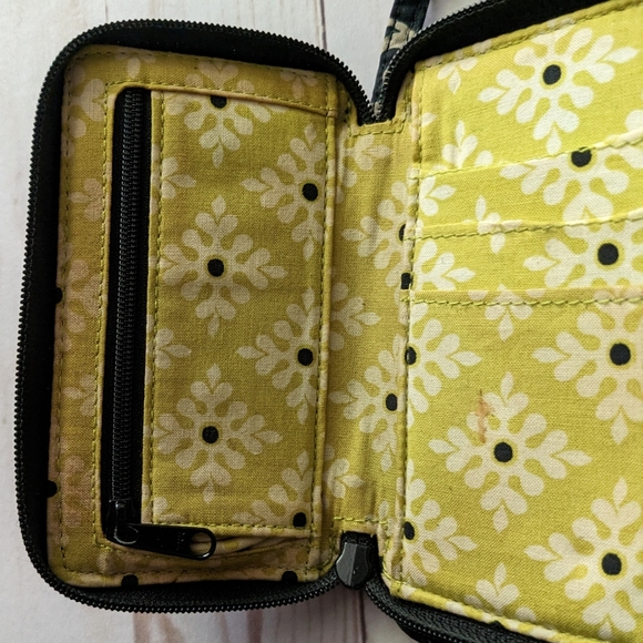 Vera Bradley Wristlet Baroque Pattern Black Yellow Gray White Wallet - Picture 5 of 7